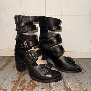 Freebird Black Multi-Buckle Heeled Boots